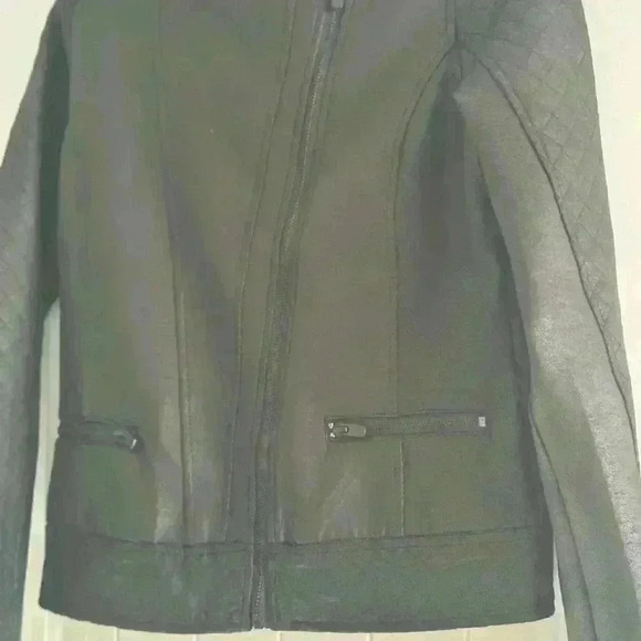 Liverpool Los Angeles  Black Jacket Coated Quilted Moto Zip  Pockets Small - Picture 3 of 8